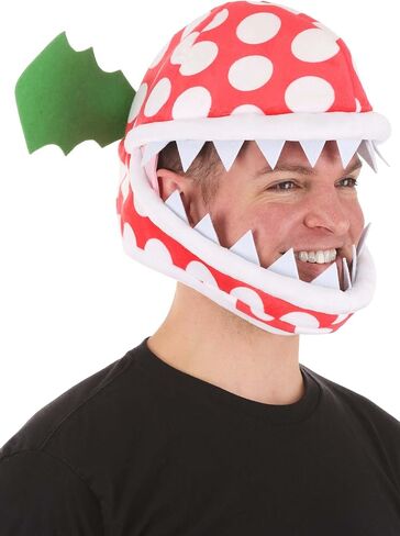 Jawesome Piranha Plant Costume Hat - Velour, Foam, and Felt with Adjustable Fit, Officially Licensed in Saudi Arabia