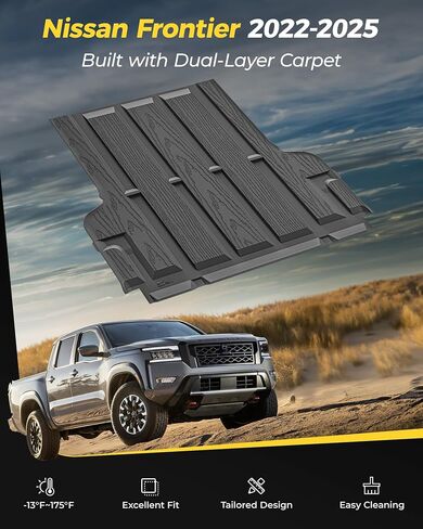 3W Bed Mat for Nissan Frontier 2025 2024 2023 2022 Truck Bed Mat 5 FT/59.5inchs, All Weather TPE Custom Fit Bed Liner for Frontier Crew Cab Pickup (Not Fit 6 FT/73.3inches)，Black in Kuwait