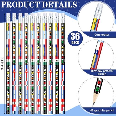 120 Pcs Hispanic Heritage Month Pencils Spanish Pencils with Erasers International Flags World Pencils Hispanic Heritage Month Party Favors Gifts for Classroom Decor Supplies in Saudi Arabia