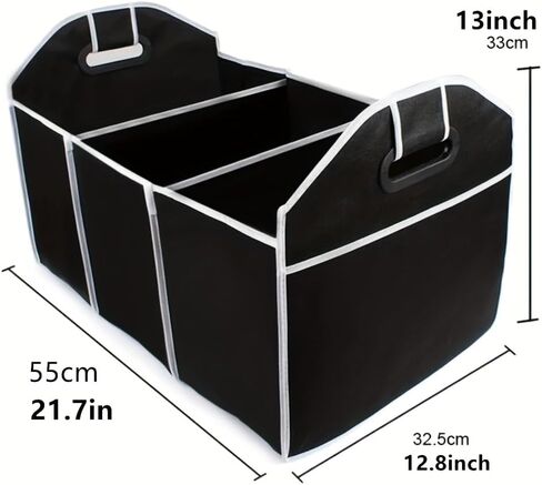Car Trunk Folding Storage Organizer with 3 Compartments, Large Capacity Car Storage Boxes, Portable Waterproof Bags for Cargo Trunks, Universal SUV, Truck, Van in Saudi Arabia