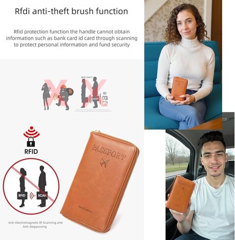 RFID Passport حامل للسفر - Cruise Essentials 2025 مع RFID حظر الأكمام | منظم وثيقة محفظة محفظة سفر للسرقة للنساء والرجال (براون) in Saudi Arabia