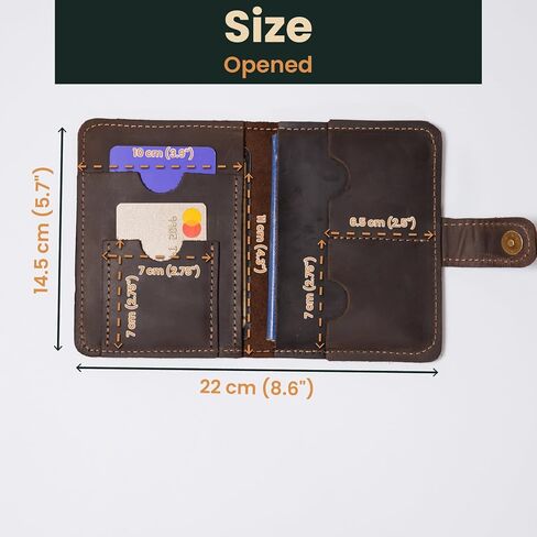Full Grain Leather Passport Holder for Travel – Handmade Slim Wallet with Card Slots & Magnetic Closure – Compact Leather Case for Passport, Boarding Pass & Cards – Premium Gift (Non-Custom) in Saudi Arabia