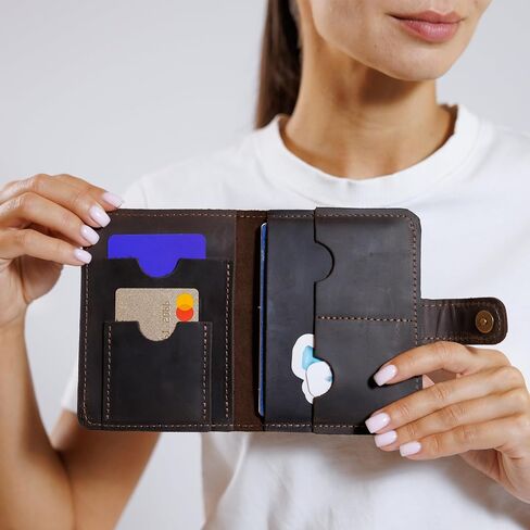 Full Grain Leather Passport Holder for Travel – Handmade Slim Wallet with Card Slots & Magnetic Closure – Compact Leather Case for Passport, Boarding Pass & Cards – Premium Gift (Non-Custom) in Saudi Arabia