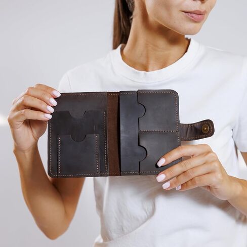 Full Grain Leather Passport Holder for Travel – Handmade Slim Wallet with Card Slots & Magnetic Closure – Compact Leather Case for Passport, Boarding Pass & Cards – Premium Gift (Non-Custom) in Saudi Arabia