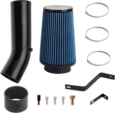 7.3L AIR COLD AITAKE KIT 4 "طقم أنابيب الهواء البارد لفورد F250 F350 Super Duty 1999.5 2000 2001 2002 2003 7.3 Powerstroke Diesel (Blue) in Kuwait