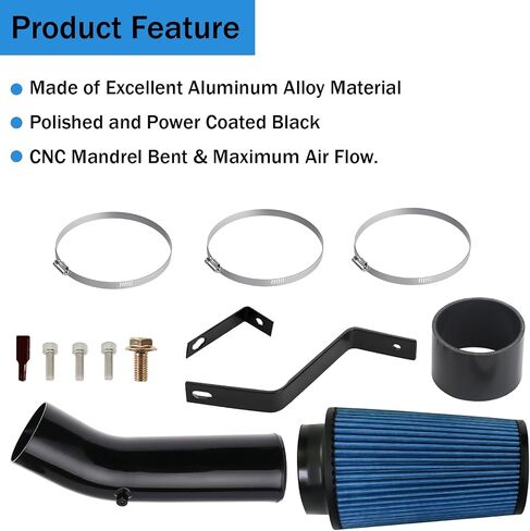 7.3L AIR COLD AITAKE KIT 4 "طقم أنابيب الهواء البارد لفورد F250 F350 Super Duty 1999.5 2000 2001 2002 2003 7.3 Powerstroke Diesel (Blue) in Kuwait