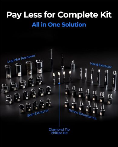 toolant 5pcs Lug Nut Remover, Bolt & Nut Remover Socket Tool Kit, Stripped Bolt Extractor for Damaged Screws and Bolts in Saudi Arabia