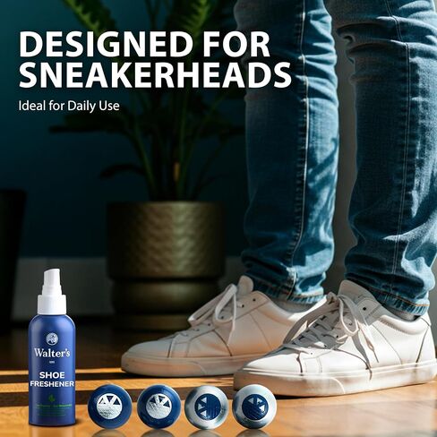 Shoe Deodorizer Spray & Odor Eliminator Kit - Shoe Spray for Smelly Shoes, Feet & Gym Bags | Peppermint Scent | Odor Removal & Shoe Cleaning Solution | 4 fl oz Spray + 2 Pairs of Deodorizer Balls in Saudi Arabia