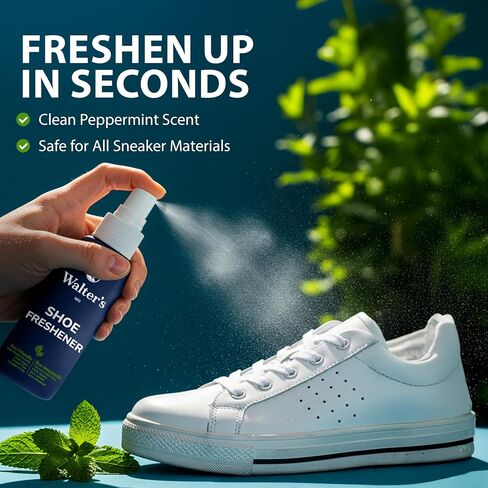 Shoe Deodorizer Spray & Odor Eliminator Kit - Shoe Spray for Smelly Shoes, Feet & Gym Bags | Peppermint Scent | Odor Removal & Shoe Cleaning Solution | 4 fl oz Spray + 2 Pairs of Deodorizer Balls in Saudi Arabia