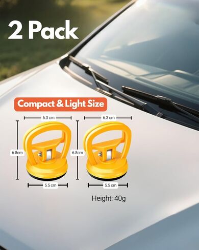 Car Dent Puller, 2 Pack Dent Repair Kit, Strong Suction Cups, Portable Dent Remover Tool for Car, Paintless Dent Removal Kit for Auto Body,Glass,Screen, Car Scratch Remover (Yelow) in Saudi Arabia