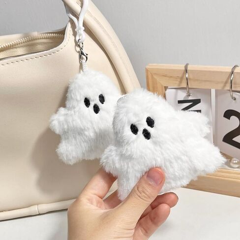 White Ghost Bag Charm, Cute Ghost Plush Keychain for Handbags Backpacks Purse Keychain Accessories in Saudi Arabia