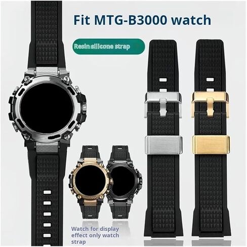 Resin Silicone Sports Watchband Fit for Casio G-SHOCK MTG-B3000B/BD Men Replacement Watch Strap Stainless Steel Buckle in Saudi Arabia