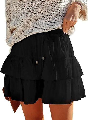 Flowy Shorts for Women Boho Ruffled Tiered Skorts Casual High Waist Mini Skirts Tennis Golf Comfy Shorts 2025 Update in Saudi Arabia