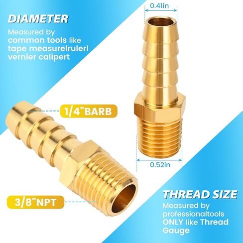 Dmikcav 6 Pcs Brass Hose Barb Fittings, 1/4 NPT to 3/8 Barb, Barbed Hose Fittings, Male Thread Hose Barb Adapter Connector, Hose Barb Fittings in Saudi Arabia