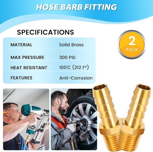 Dmikcav 6 Pcs Brass Hose Barb Fittings, 1/4 NPT to 3/8 Barb, Barbed Hose Fittings, Male Thread Hose Barb Adapter Connector, Hose Barb Fittings in Saudi Arabia