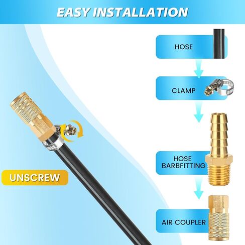 Dmikcav 6 Pcs Brass Hose Barb Fittings, 1/4 NPT to 3/8 Barb, Barbed Hose Fittings, Male Thread Hose Barb Adapter Connector, Hose Barb Fittings in Saudi Arabia