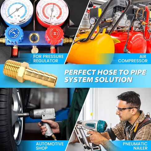 Dmikcav 6 Pcs Brass Hose Barb Fittings, 1/4 NPT to 3/8 Barb, Barbed Hose Fittings, Male Thread Hose Barb Adapter Connector, Hose Barb Fittings in Saudi Arabia