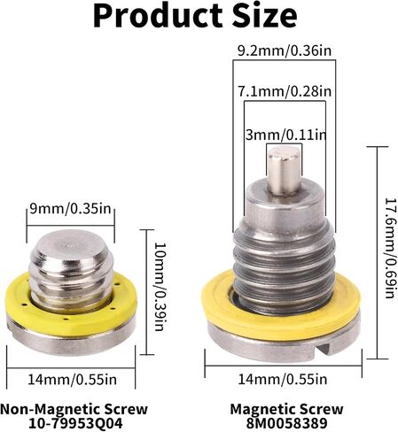 2 Sets Lower Unit Oil Drain Plug for Mercury MerCruiser Outboard Engine Gear Case, 3/8-16 Thread 8M0058389 Magnetic Screw & 10-79953Q04 Non-Magnetic Screw Parts Kit with 2pcs Seal Gasket in Saudi Arabia
