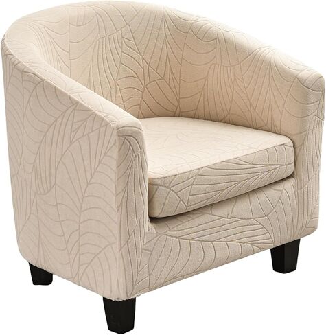 Niluoh Club Chair Slipcover 2 قطعة ناعم تمتد حوض كرسي غطاء كرسي برميل يغطي كرسي بذراعين يغطي أريكة أريكة أغطية الأثاث لوقاية البار غرفة المعيشة ، Jacquard Beige in Kuwait