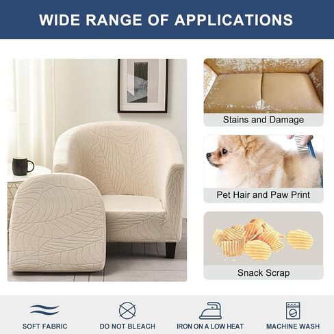 Niluoh Club Chair Slipcover 2 قطعة ناعم تمتد حوض كرسي غطاء كرسي برميل يغطي كرسي بذراعين يغطي أريكة أريكة أغطية الأثاث لوقاية البار غرفة المعيشة ، Jacquard Beige in Kuwait
