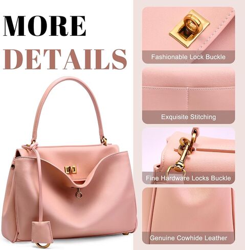Genuine Leather Tote Bag for Women: Soft Leather Shoulder Handbags - Ladies Satchel Crossbody Purse for Travel Work (Medium) in Kuwait