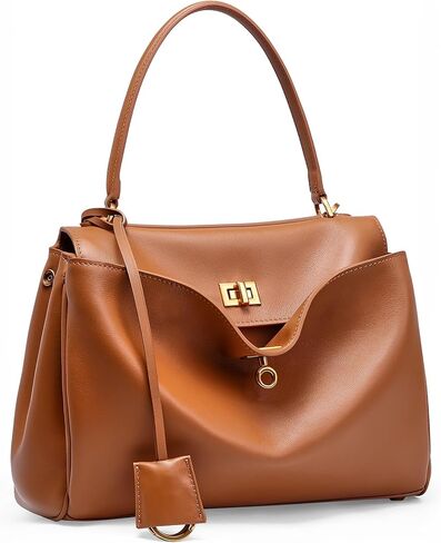 حقيبة حمل جلدية حقيقية للنساء: حقائب يد كتف من الجلد الناعم - محفظة ساتنشيل كروسوديس لأعمال السفر (متوسطة) in Kuwait