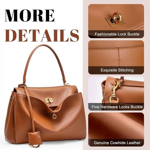 حقيبة حمل جلدية حقيقية للنساء: حقائب يد كتف من الجلد الناعم - محفظة ساتنشيل كروسوديس لأعمال السفر (متوسطة) in Kuwait