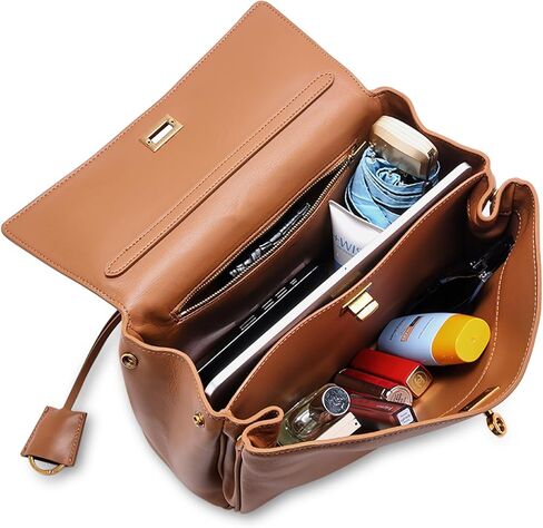 حقيبة حمل جلدية حقيقية للنساء: حقائب يد كتف من الجلد الناعم - محفظة ساتنشيل كروسوديس لأعمال السفر (متوسطة) in Kuwait