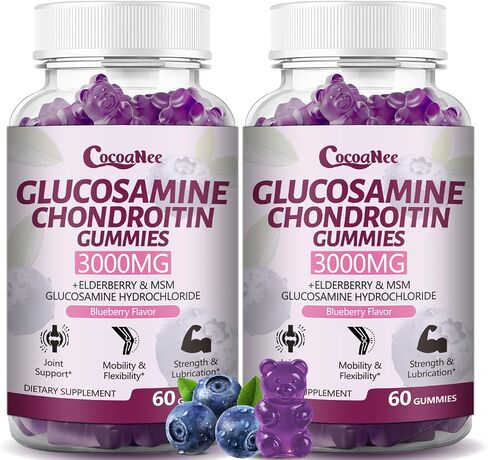 3 Packs 3000MG Glucosamine Chondroitin Gummies, Extra Strength Joint Support Supplement with MSM & Elderberry, Flexibility, Antioxidant Immune Support Gummy for Adults, Men & Women 180Cts in Saudi Arabia
