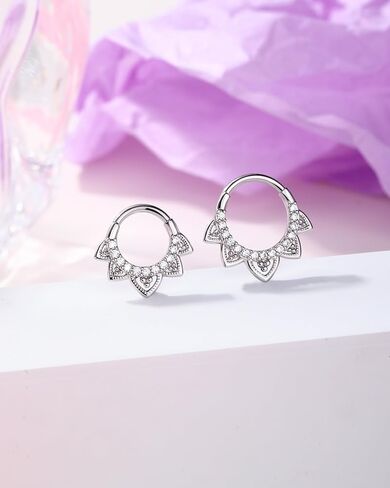 Jewseen 16g Floral Septum Rings Surgical Steel Septum Percing Jewelry Gold Tragus Rook Helix Conch Piercing Jewelry Daith Action Arrings Hoop for Women in Kuwait