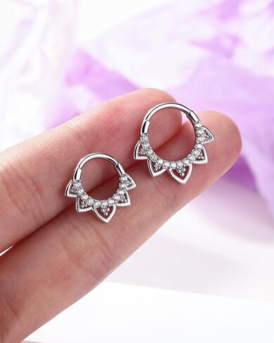 Jewseen 16g Floral Septum Rings Surgical Steel Septum Percing Jewelry Gold Tragus Rook Helix Conch Piercing Jewelry Daith Action Arrings Hoop for Women in Kuwait