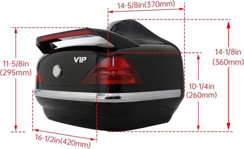 ECOTRIC Universal 40L Motorcycle Trunk w/Tail Light Backrest Compatible with Harley Davidson Honda Yamaha Suzuki Vulcan Painted Luggage Trunk Plastic+Leather in Saudi Arabia