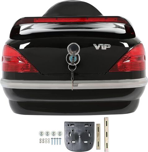 ECOTRIC Universal 40L Motorcycle Trunk w/Tail Light Backrest Compatible with Harley Davidson Honda Yamaha Suzuki Vulcan Painted Luggage Trunk Plastic+Leather in Saudi Arabia
