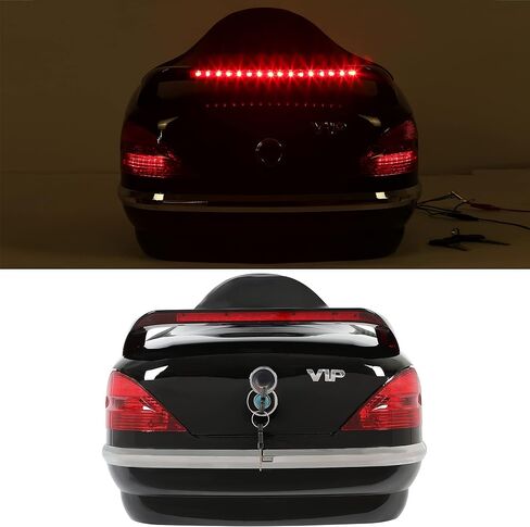 ECOTRIC Universal 40L Motorcycle Trunk w/Tail Light Backrest Compatible with Harley Davidson Honda Yamaha Suzuki Vulcan Painted Luggage Trunk Plastic+Leather in Saudi Arabia