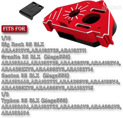 Center Gear Transmission Gearbox Set & Motor Mount Upgrades Part for 1/10 Big Rock/Granite/Senton 3S,1/8 Typhon/Infraction 3S & Mega550,RC Aluminum Motor Mount Gear Cover Hops Up,Red in Saudi Arabia