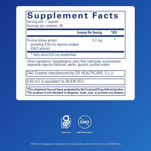 Pure Encapsulations DAO Enzyme - Histamine Breakdown Digestion Support Supplement* - Ease Digestive Discomfort & Skin Sensitivity* - Allergen-Free Health Supplement - 60 Capsules in Saudi Arabia