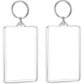 2pcs Clear Plastic Picture Frame Keychain Rectangle Shapes Blank Photo Keychains Photo Display Plastic Blank Keychain Clip Photo Holders Photo Albums, Frames and Accessories in Kuwait