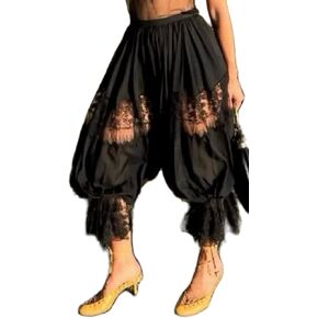 Lace Long Bloomer Pants for Women Y2K Ruffle Victorian Pantaloons Pettipants Slip Pants Capri Pajama Bottoms in Saudi Arabia