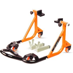 Grand Pitstop Universal Paddock Paddock Stand للدراجة النارية مع Swingarm Rest (360 درجة مفككة ، برتقالية أسود ، دراجة نارية تصل إلى 500 رطل/ 226 كجم) in Kuwait