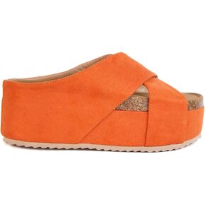 Makers Shoes - NINA 2 - Platform Slide Sandals, Cork Footbed, Suede Cross-Strap Design in Kuwait