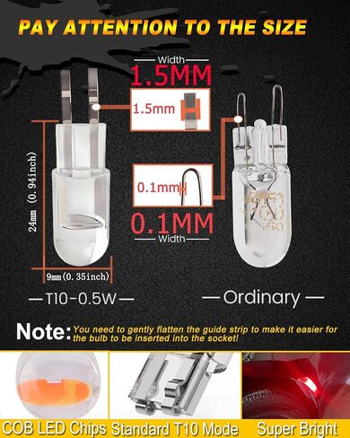 قاسم T3-1/4 لمبات قاعدة إسفين 2825 194 LED لمبة إضاءة السيارة فائقة السطوع T3.25 تحديث إسفين مصغر للسيارة/الدراجة النارية قبة داخلية/خريطة/لوحة ترخيص أضواء 12 فولت تيار مستمر (عبوة من 25، زيون أبيض) in Kuwait