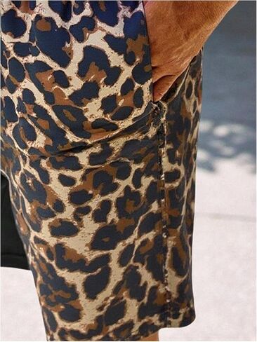 WDIRARA Men's Leopard Swim Trunks Color Block Drawstring Waist Vacation Beach Board Shorts in Saudi Arabia