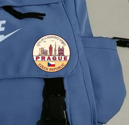 Prague Souvenir Pins Set of 2, Czech Republic Travel Collectible Badges, Alloy Metal with Gold Plating, City Landmark Tourist Gifts in Saudi Arabia