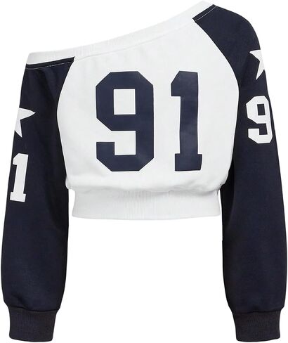 Soly Hux Girl's Graphic Y2K Jersey Sweatshirt رقم طباعة على الكتف طويل الأكمام الطويلة سقوط السقوط in Saudi Arabia
