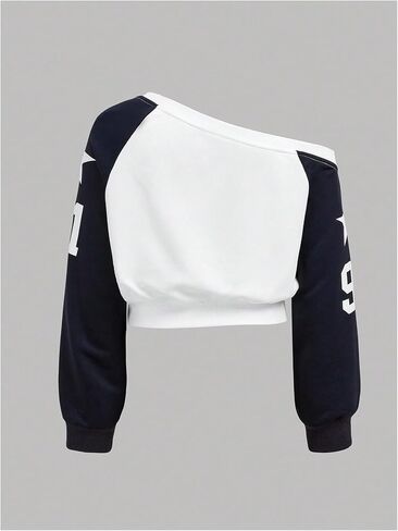 Soly Hux Girl's Graphic Y2K Jersey Sweatshirt رقم طباعة على الكتف طويل الأكمام الطويلة سقوط السقوط in Saudi Arabia