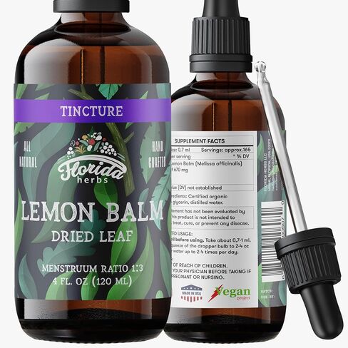 Lemon Balm Tincture 2 oz – Organic Herbal Extract | Alcohol Free | Vegan Herbal Drops in Saudi Arabia