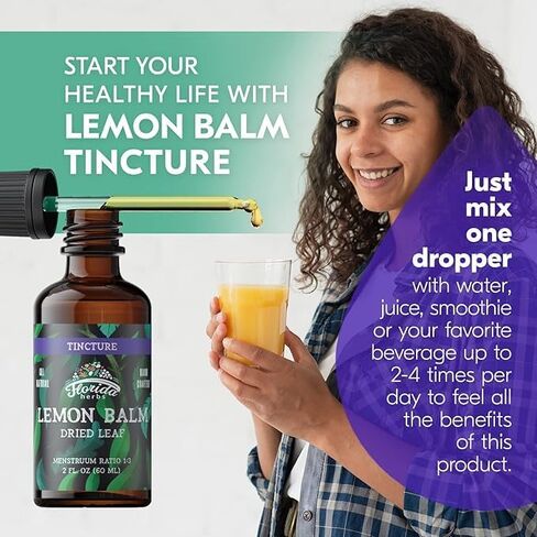 Lemon Balm Tincture 2 oz – Organic Herbal Extract | Alcohol Free | Vegan Herbal Drops in Saudi Arabia