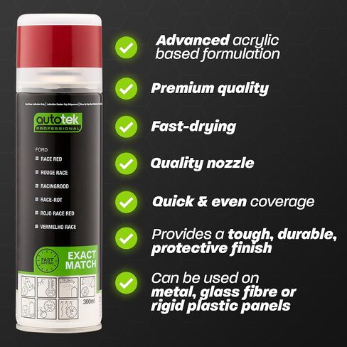 Autotek Professional Exact Match Car Spray Paint, Ford Race Red Aerosol Spray, 300 ml in Kuwait