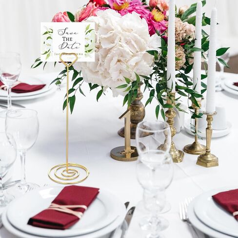 24 Pcs Gold Place Card Holders, 8.75 Inches Tall Table Number Holders, Gold Picture Holder for Tables with Heart Shaped Clip for Wedding, Photos, Food Signs, Memo Notes, Restaurant, Birthday in Saudi Arabia