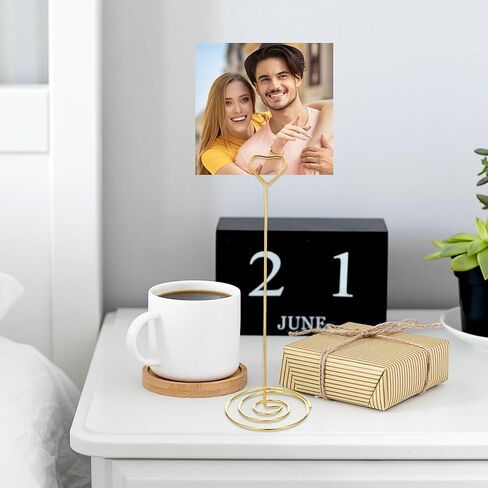 24 Pcs Gold Place Card Holders, 8.75 Inches Tall Table Number Holders, Gold Picture Holder for Tables with Heart Shaped Clip for Wedding, Photos, Food Signs, Memo Notes, Restaurant, Birthday in Saudi Arabia